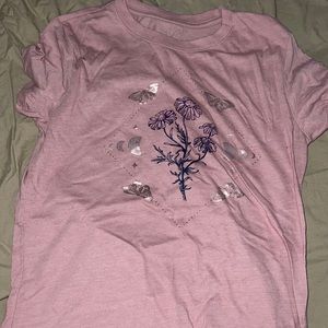 Pink Flower and butterflie shirt